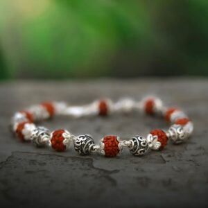 Rudraksha-OM Silver Bracelet: Sacred Connection