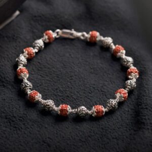 Rudraksha-OM Silver Bracelet: Sacred Connection