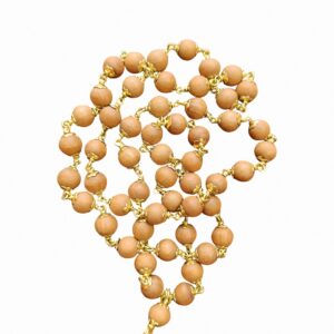 Natural Sandalwood Chandan Mala in 54+1 Beads in Brass for Wear and Japa