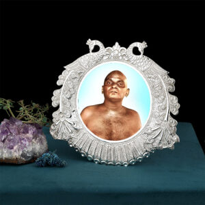 Bhagwan Nityananda Silver Photo Frame with Intricate Design (PHOTO SIZE: 4X4 INCH)