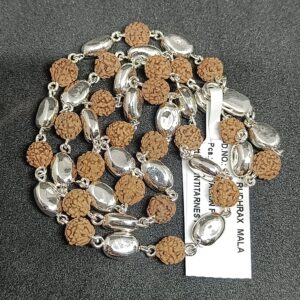 5 Face Rudraksha Silver Mala (Silver Beads)