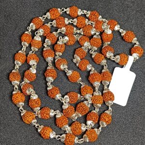 5 Face Rudraksha Silver Cap Mala