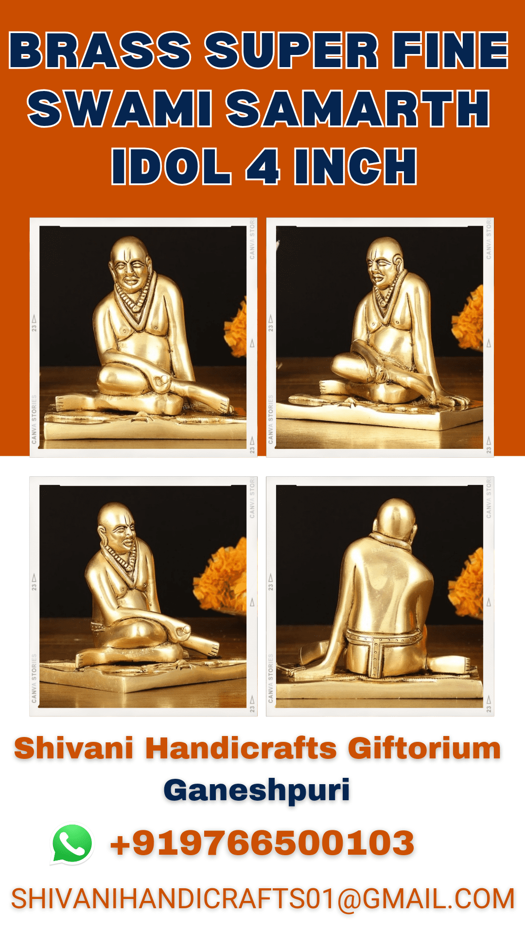 Brass Super Fine Swami Samarth Idol 4" - Image 2
