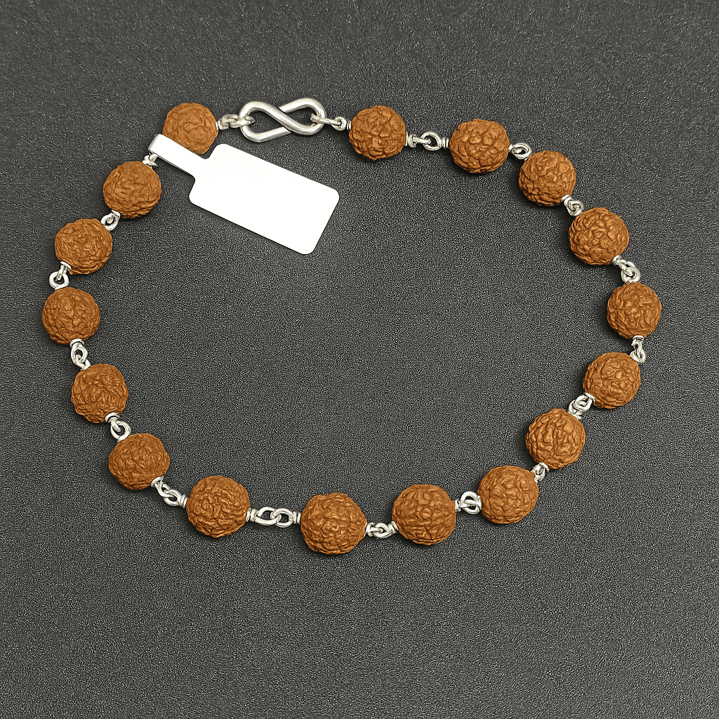 5 FacRudraksha Silver Bracelet