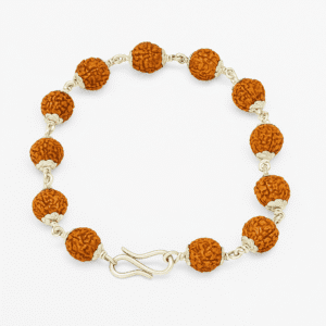 silver handmade Natural Rudraksha beads 8 inches long bracelet ( Bead 9 mm )