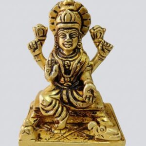 Brass Lakshmi Sitting On Throne Statue – Handmade Pital Idol | Buy Online 3"