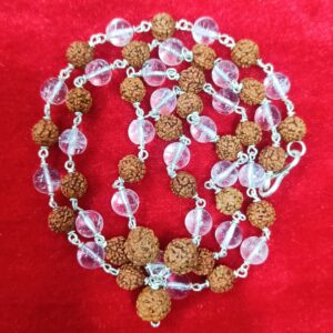 Pure Silver Rudraksha With Sphatik Mala
