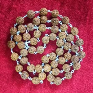 Pure Silver Indonesia Rudraksha Beads Mala (Length 24 Inch)