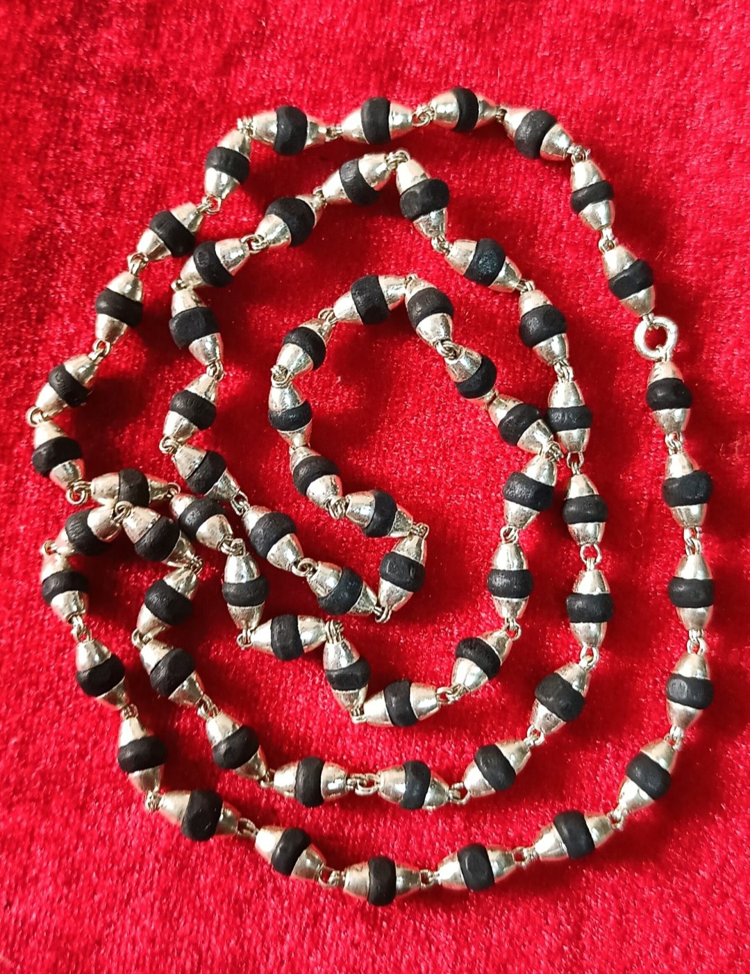 Black Tulsi Mala in Silver
