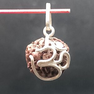 5 Face Rudraksha Pendent Silver Om
