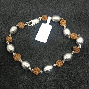 Rudraksha & Silver Beads Bracelet