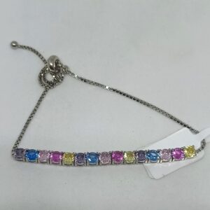 Genuine Sapphire Multi Color Bracelet Sterling Silver Tennis Bracelet in Jewelry Set Vintage Jewelry