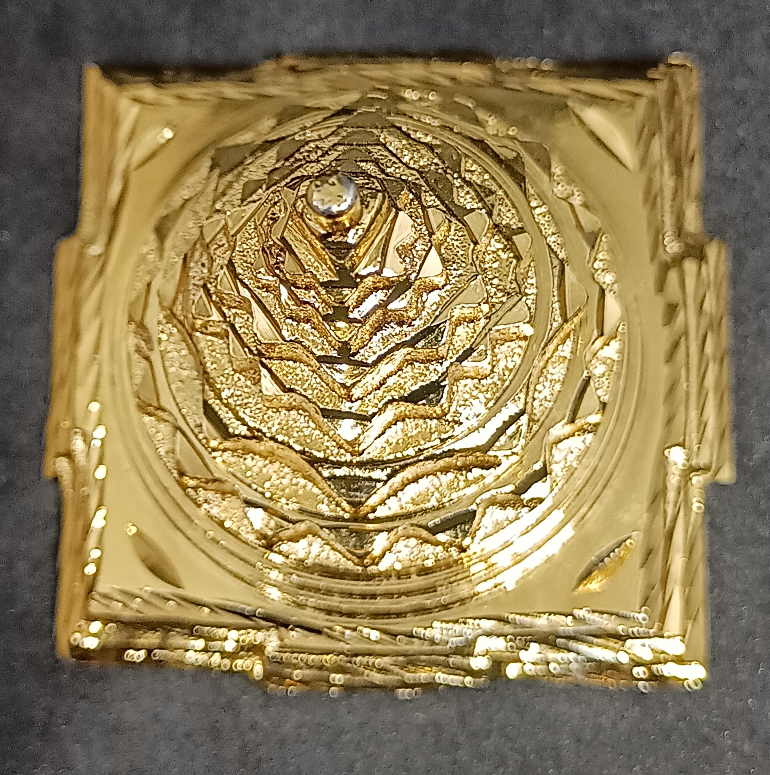 Shree Meru Yantra for Wealth,Prosperity, Luck and Success,Panchdhatu Shree Yantra Gold Shine 2.2 x 2.2 inch - Image 3