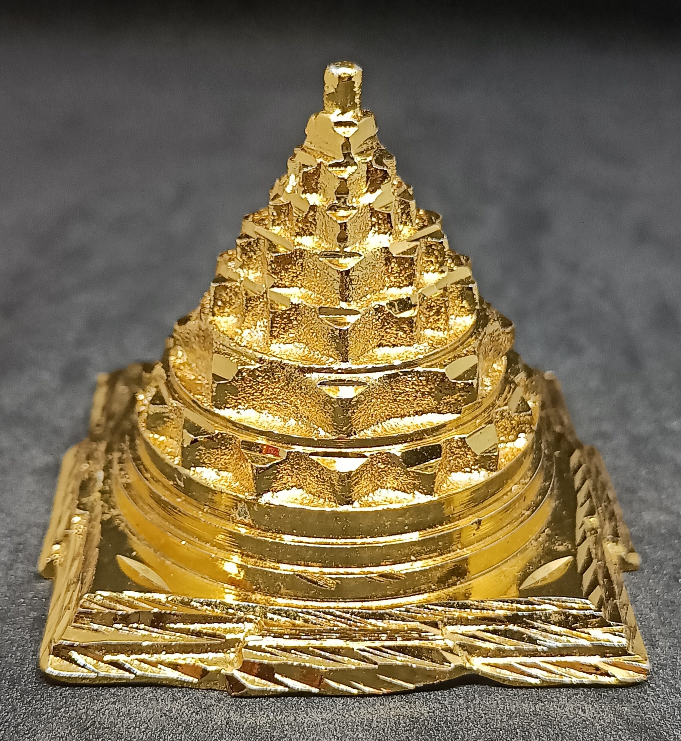 Shree Meru Yantra for Wealth,Prosperity, Luck and Success,Panchdhatu Shree Yantra Gold Shine 2.2 x 2.2 inch