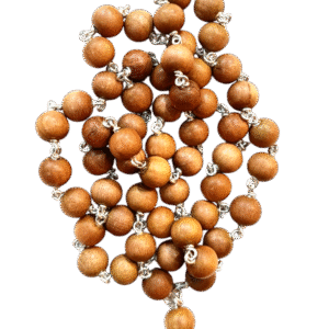 Natural Sandalwood Chandan Mala in 54+1 Beads in Silver for Wear and Jap