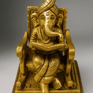 Brass Ganesha Resting On Chair Statue – Handmade Pital Idol | Buy Online.