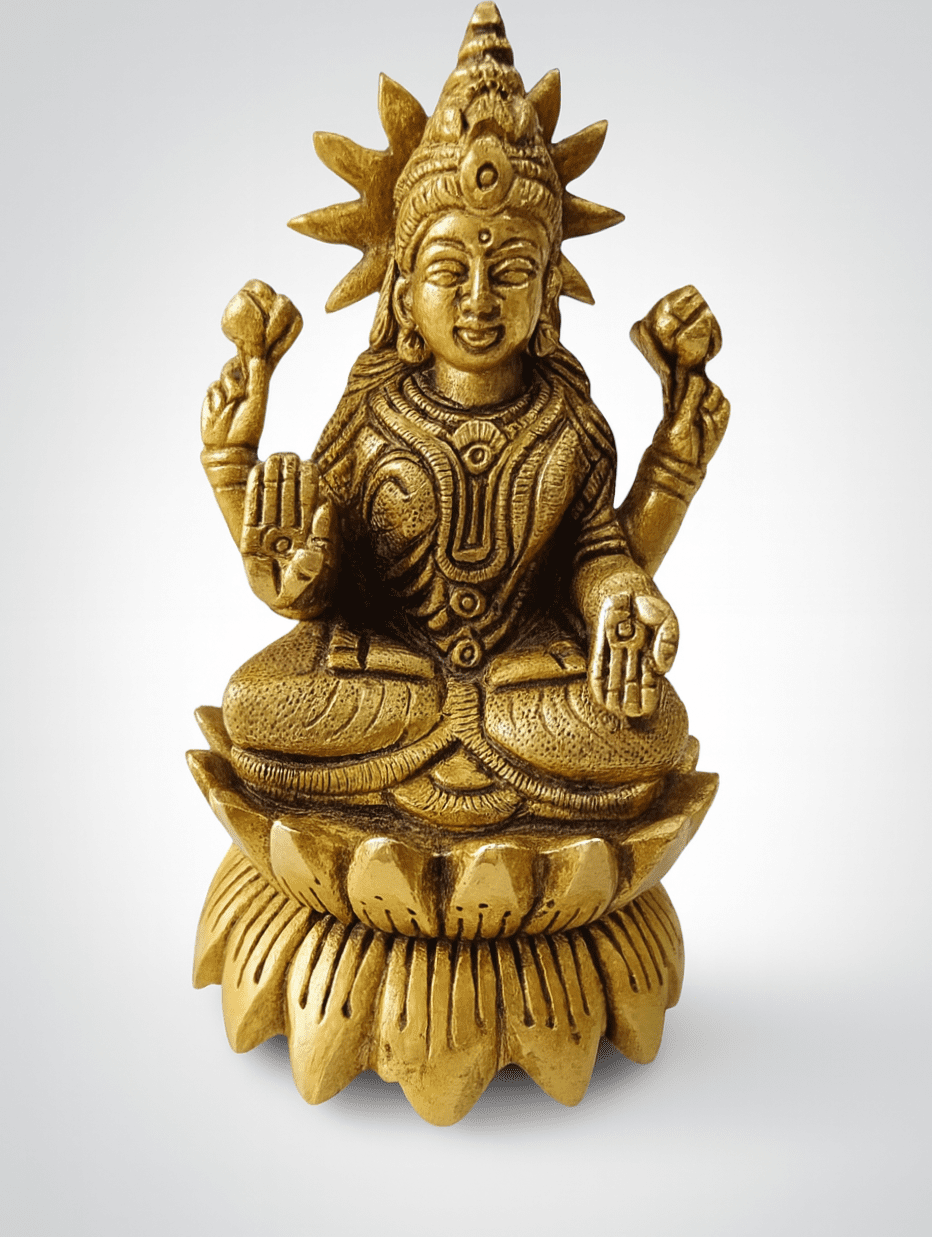 Brass Lakshmi Statue – Handmade Pital Idol | Buy Online 4"