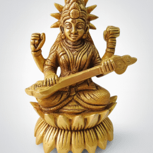 Brass Saraswati Statue – Handmade Pital Idol | Buy Online 4"