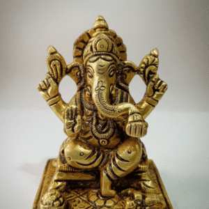 Brass Ganesha Sitiing On Throne Statue – Handmade Pital Idol | Buy Online 3"