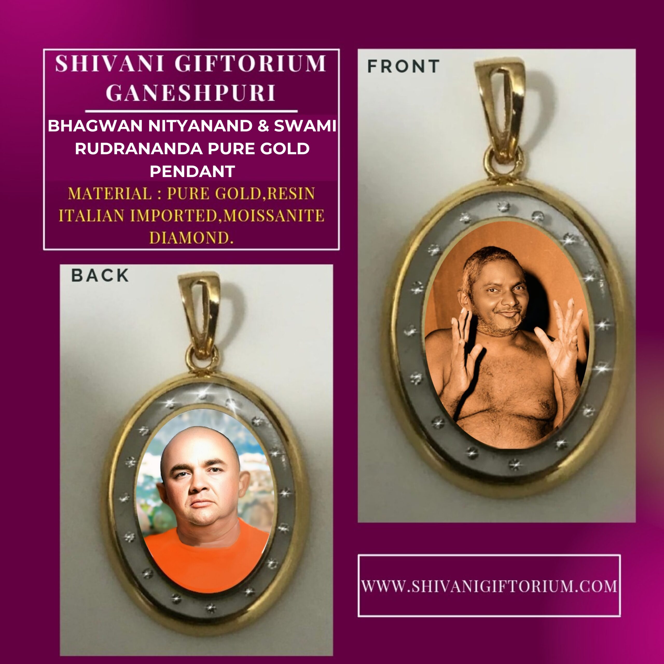 Bhagwan Nityananda & Swami Rudrananda 18K Gold