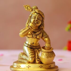 Brass Makhan Krishna Statue – Handmade Pital Idol | Buy Online 5".