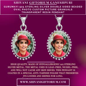Gurumayi 925 Sterling Silver Double Sided Beaded Oval Photo Custom Picture Granuals Transparent Resin Pendant