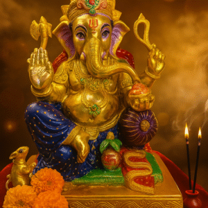 Hand - Painted Brass (Pital) Statue 13 Inch