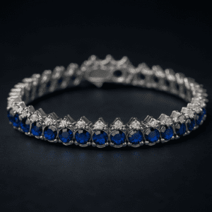 luxury new style blue Sapphire bracelet for women silver jewelry natural gem thicker silver chain birthday gift birthstone