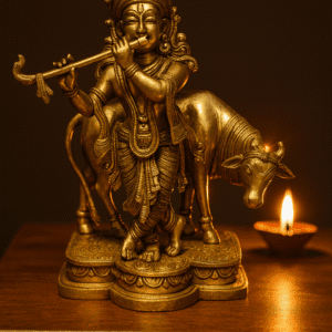 Brass Lord Krishna Statue – Handmade Pital Idol | Buy Online 11"