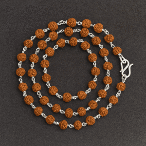 (Pure) Silver 5 Mukhi Rudraksha Mala  (Length 23 Inch)