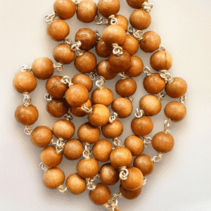Natural Sandalwood Chandan Mala in 54+1 Beads in Silver for Wear and Jap