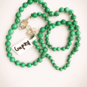 Malachite/Kidney Stone Mala With Silver Chain